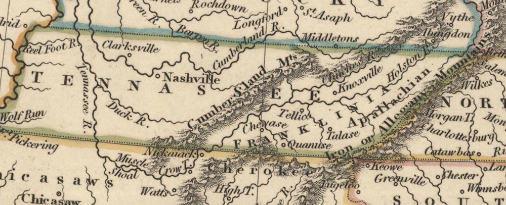 1798 map of “Franklinia,” also known as the State of Franklin in East Tennessee