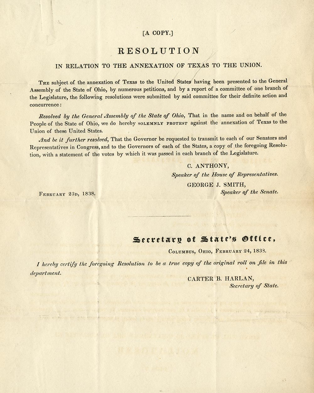 Congressional resolution on Texas annexation