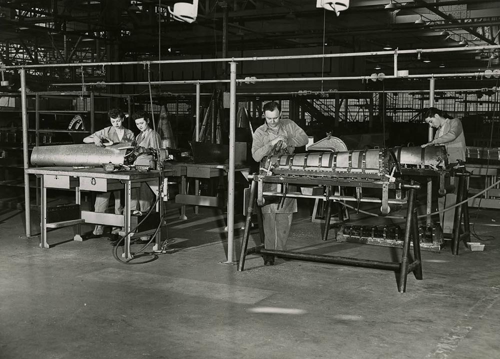 Women workers at the Vultee Aircraft Corporation during World War II